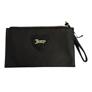 Juicy Couture Black Zipper Pouch Make Up Wristlet NWOT Clean Card Holder